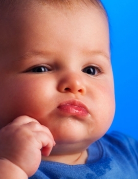 Baby on Blue Background