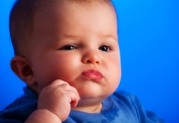 Baby on Blue Background