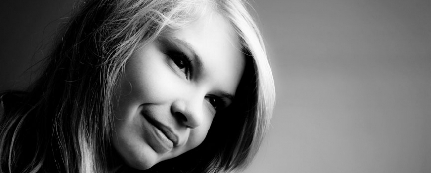 Girl on Grey Backdrop in Studio